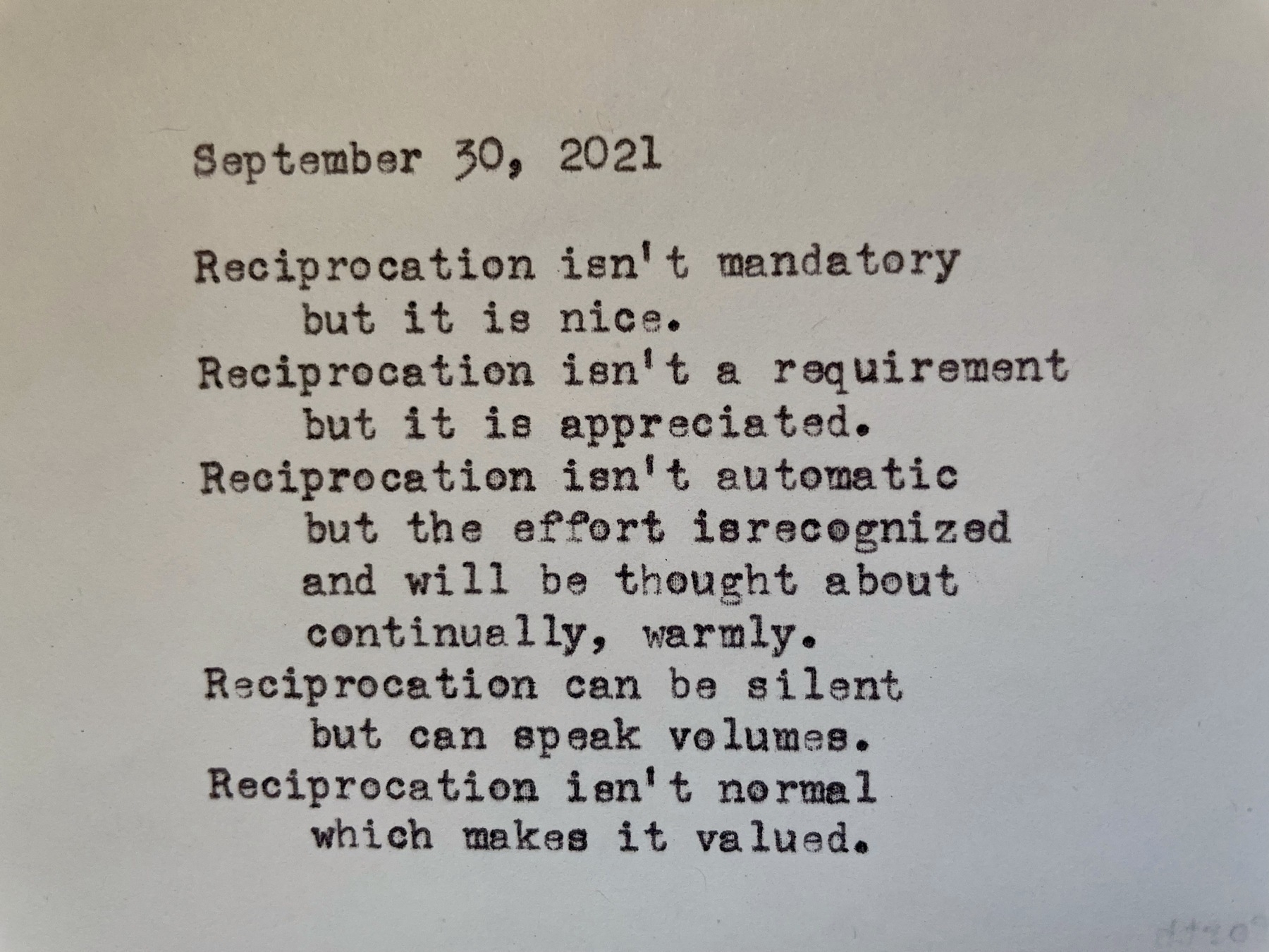 a picture of the poem, written on a typewriter