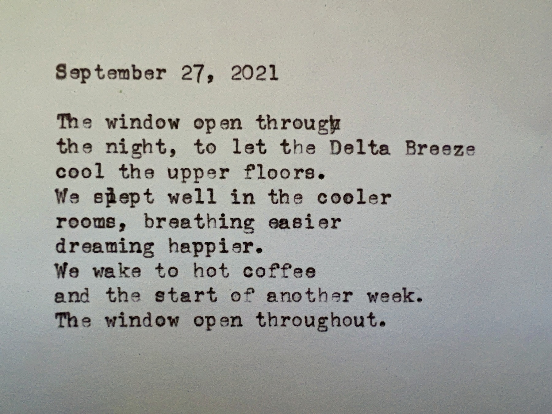 picture of the poem, written on a typewriter